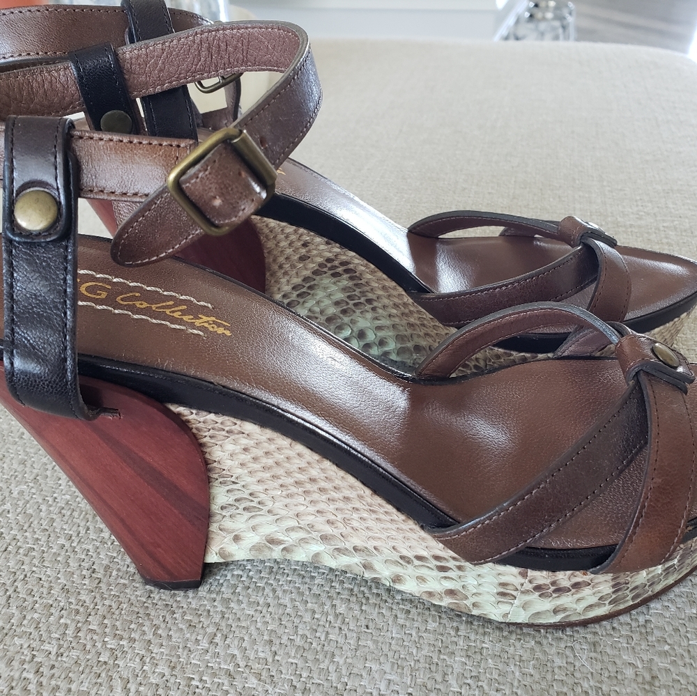 Ugg Collection Ghita Leather Cafe Python Wedge Pl… - image 6